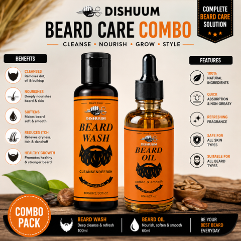 Dishuum Beard Care Combo – Beard Wash (100ml) + Beard Oil (60ml)