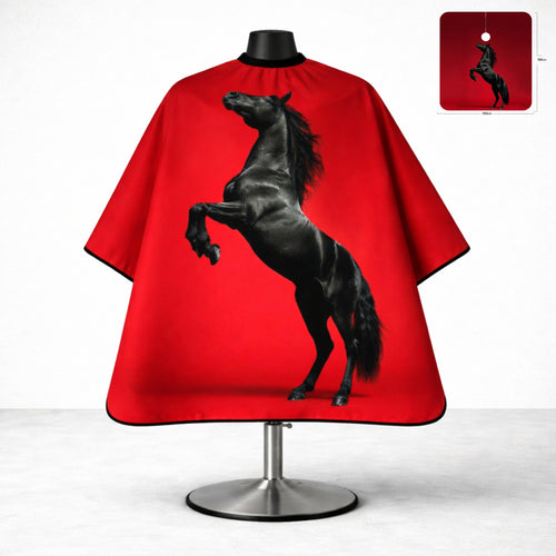 Luxury Black Horse Designer Barber Cape