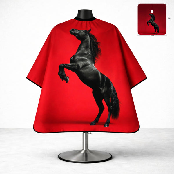 Luxury Black Horse Designer Barber Cape
