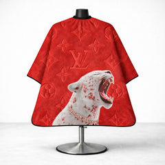 Luxury Red Leopard Designer Barber Cape