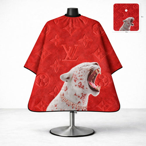 Luxury Red Leopard Designer Barber Cape