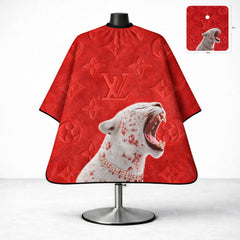 Luxury Red Leopard Designer Barber Cape